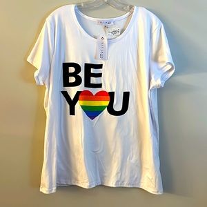 BE YOU Rainbow HEART Pride Tee * T-Shirt * Blouse * Top * Shirt * Womens XL *